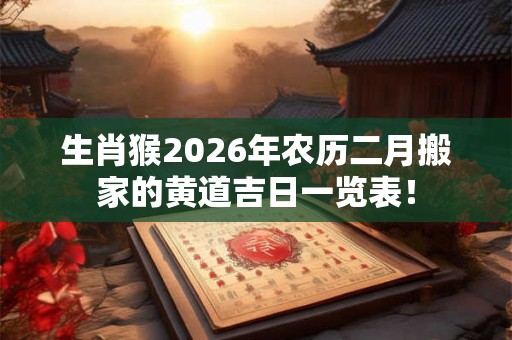 生肖猴2026年农历二月搬家的黄道吉日一览表！