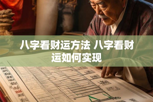 八字看财运方法 八字看财运如何实现