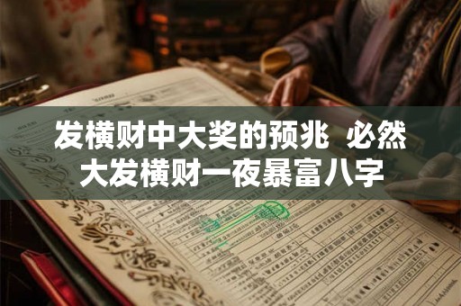 发横财中大奖的预兆 必然大发横财一夜暴富八字 发横财中大奖的预兆 必然大发横财一夜暴富八字