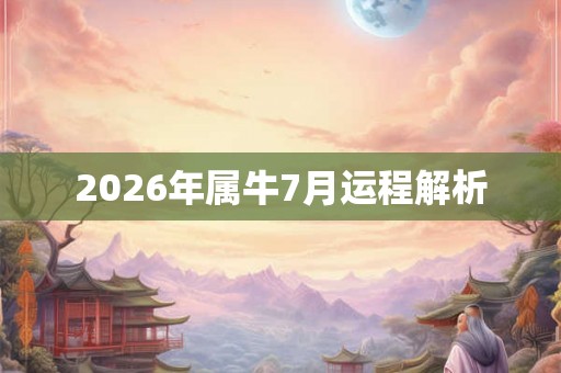 2026年属牛7月运程解析