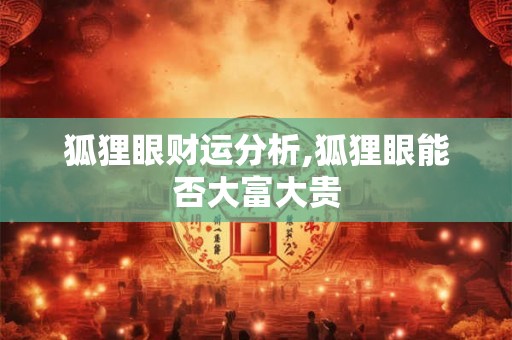 狐狸眼财运分析,狐狸眼能否大富大贵