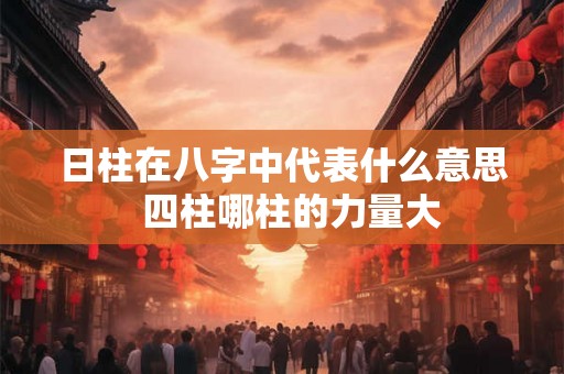 日柱在八字中代表什么意思  四柱哪柱的力量大