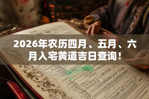 2026年农历四月、五月、六月入宅黄道吉日查询！