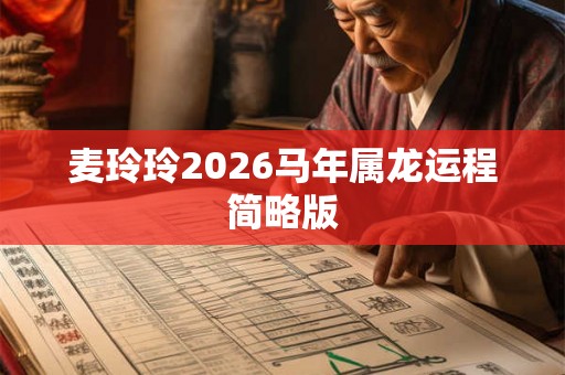 麦玲玲2026马年属龙运程简略版 麦玲玲2026马年属龙运程简略版