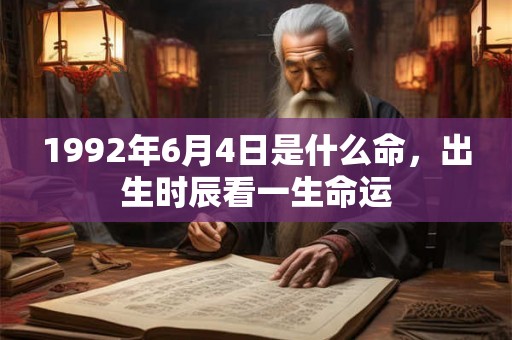 1992年6月4日是什么命，出生时辰看一生命运