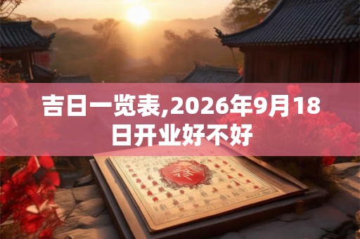 吉日一览表,2026年9月18日开业好不好
