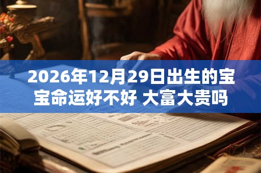 2026年12月29日出生的宝宝命运好不好 大富大贵吗