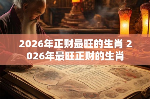 2026年正财最旺的生肖 2026年最旺正财的生肖