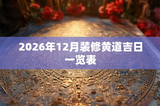 2026年12月装修黄道吉日一览表
