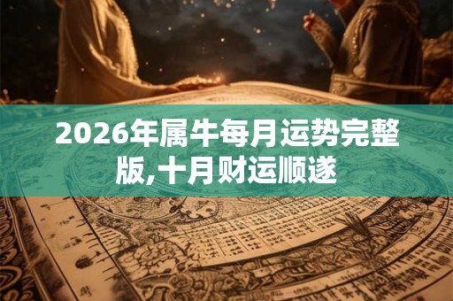 2026年属牛每月运势完整版,十月财运顺遂