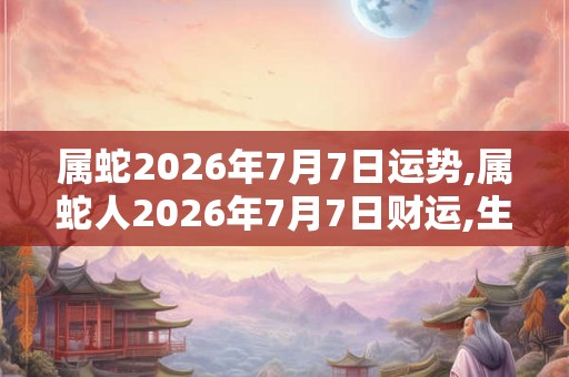 属蛇2026年7月7日运势,属蛇人2026年7月7日财运,生肖蛇2026年7月7日运势