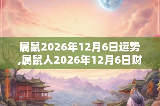 属鼠2026年12月6日运势,属鼠人2026年12月6日财运,生肖鼠2026年12月6日运势