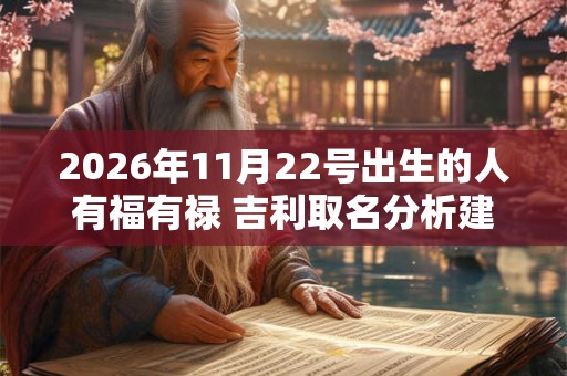 2026年11月22号出生的人有福有禄 吉利取名分析建议
