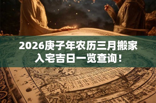 2026庚子年农历三月搬家入宅吉日一览查询！