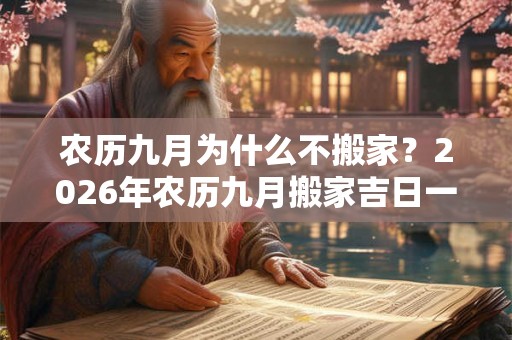 农历九月为什么不搬家?2026年农历九月搬家吉日一览! 农历九月为什么不搬家?2026年农历九月搬家吉日一览!