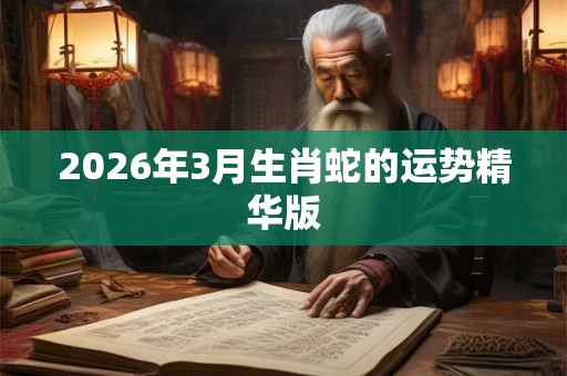 2026年3月生肖蛇的运势精华版 2026年3月生肖蛇的运势精华版