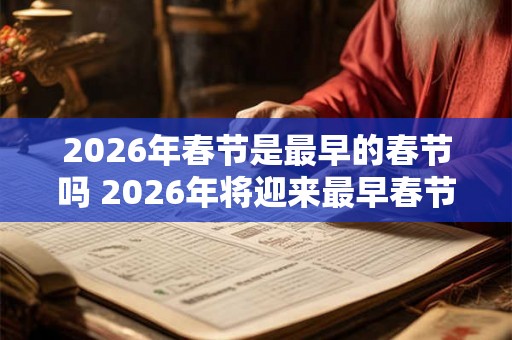 2026年春节是最早的春节吗 2026年将迎来最早春节