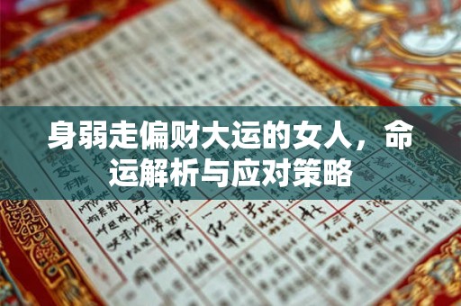 身弱走偏财大运的女人,命运解析与应对策略 身弱走偏财大运的女人,命运解析与应对策略
