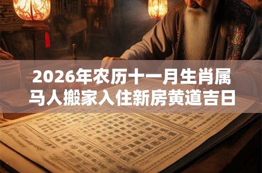 2026年农历十一月生肖属马人搬家入住新房黄道吉日
