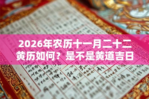 2026年农历十一月二十二黄历如何？是不是黄道吉日？