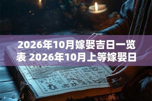 2026年10月嫁娶吉日一览表 2026年10月上等嫁娶日