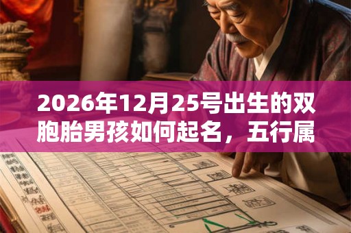 2026年12月25号出生的双胞胎男孩如何起名，五行属什么