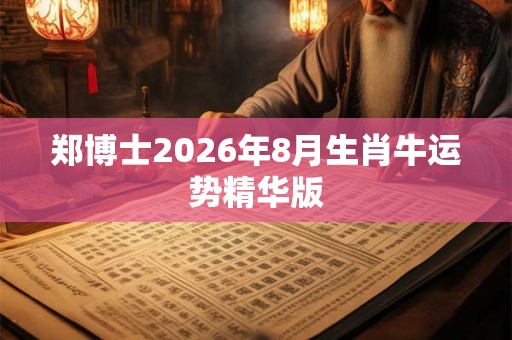 郑博士2026年8月生肖牛运势精华版