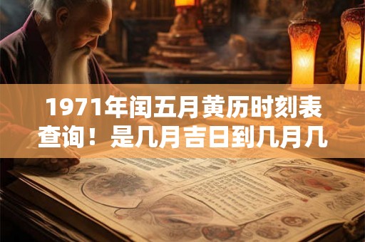 1971年闰五月黄历时刻表查询！是几月吉日到几月几日？