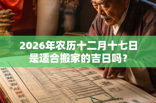 2026年农历十二月十七日是适合搬家的吉日吗？