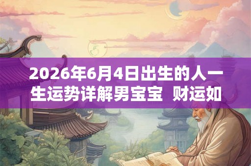 2026年6月4日出生的人一生运势详解男宝宝  财运如何