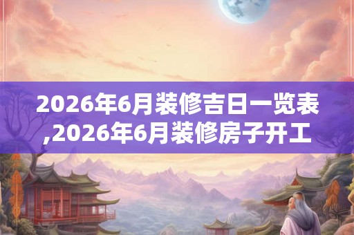 2026年6月装修吉日一览表,2026年6月装修房子开工吉日 2026年6月装修吉日一览表,2026年6月装修房子开工吉日