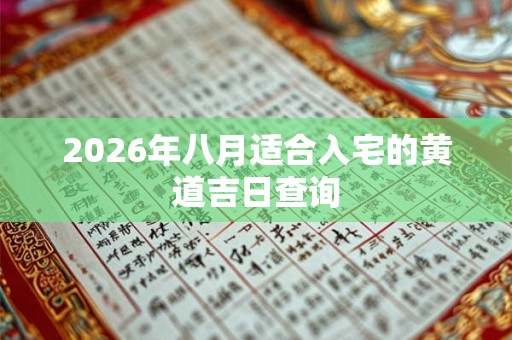 2026年八月适合入宅的黄道吉日查询