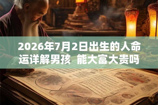 2026年7月2日出生的人命运详解男孩  能大富大贵吗