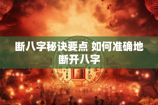 断八字秘诀要点 如何准确地断开八字