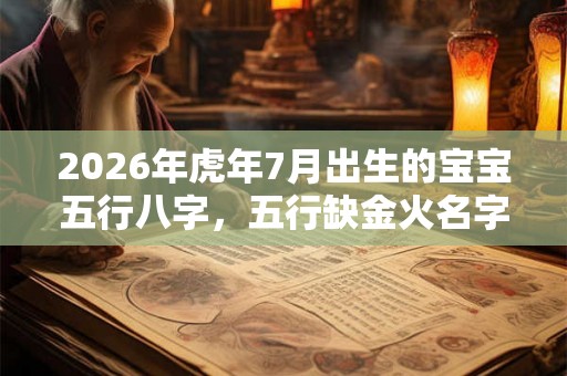 2026年虎年7月出生的宝宝五行八字，五行缺金火名字精选！
