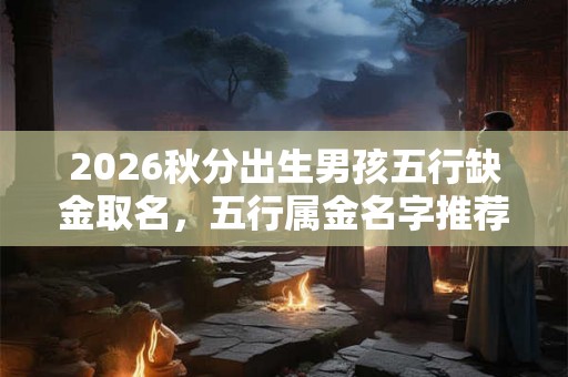 2026秋分出生男孩五行缺金取名，五行属金名字推荐。
