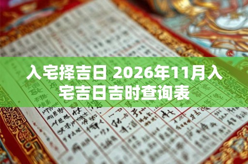 入宅择吉日 2026年11月入宅吉日吉时查询表