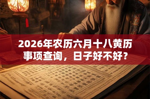 2026年农历六月十八黄历事项查询，日子好不好？