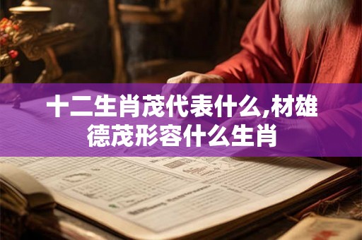 十二生肖茂代表什么,材雄德茂形容什么生肖