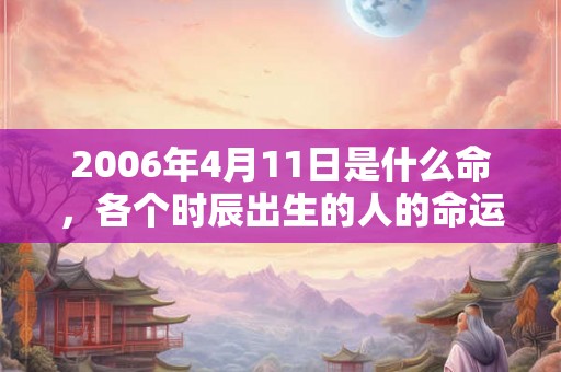2006年4月11日是什么命，各个时辰出生的人的命运