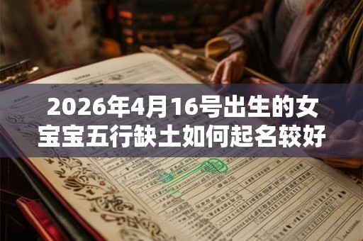 2026年4月16号出生的女宝宝五行缺土如何起名较好