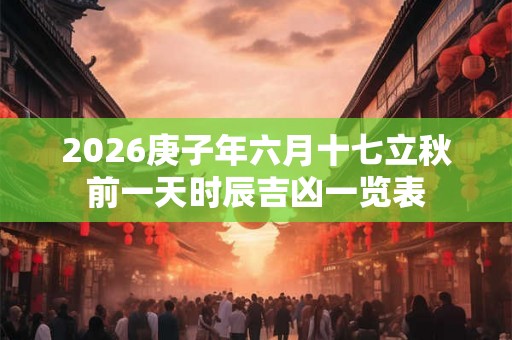 2026庚子年六月十七立秋前一天时辰吉凶一览表 2026庚子年六月十七立秋前一天时辰吉凶一览表