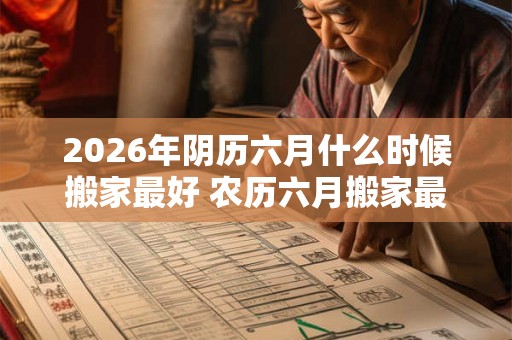 2026年阴历六月什么时候搬家最好 农历六月搬家最吉利的日子