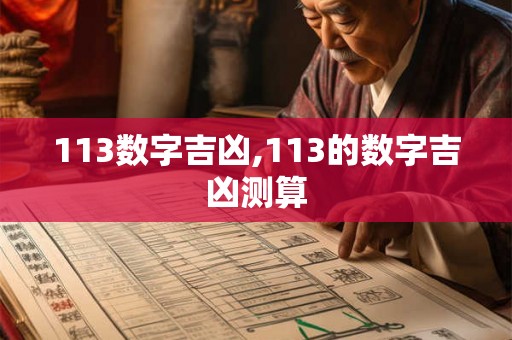 113数字吉凶,113的数字吉凶测算