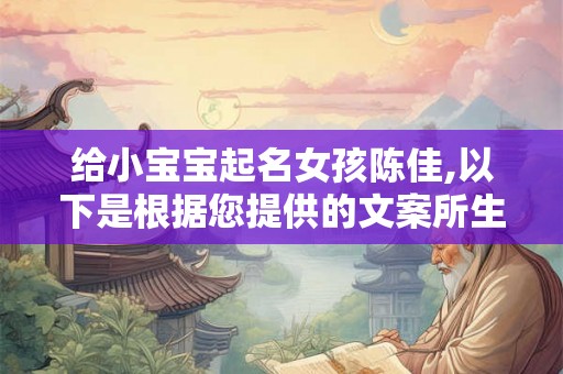 给小宝宝起名女孩陈佳,以下是根据您提供的文案所生成的 给小宝宝起名女孩陈佳,以下是根据您提供的文案所生成的