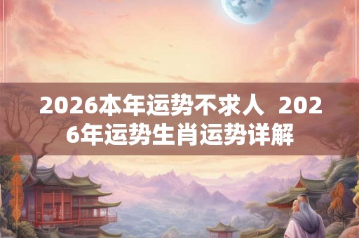 2026本年运势不求人  2026年运势生肖运势详解