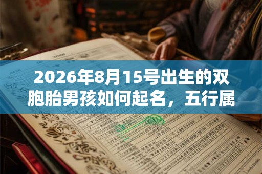 2026年8月15号出生的双胞胎男孩如何起名，五行属什么
