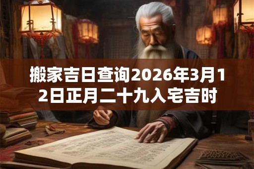 搬家吉日查询2026年3月12日正月二十九入宅吉时