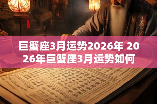 巨蟹座3月运势2026年 2026年巨蟹座3月运势如何
