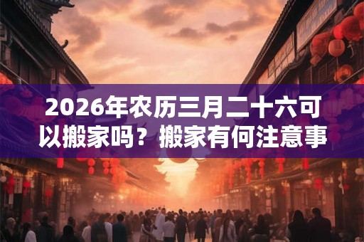 2026年农历三月二十六可以搬家吗？搬家有何注意事项？